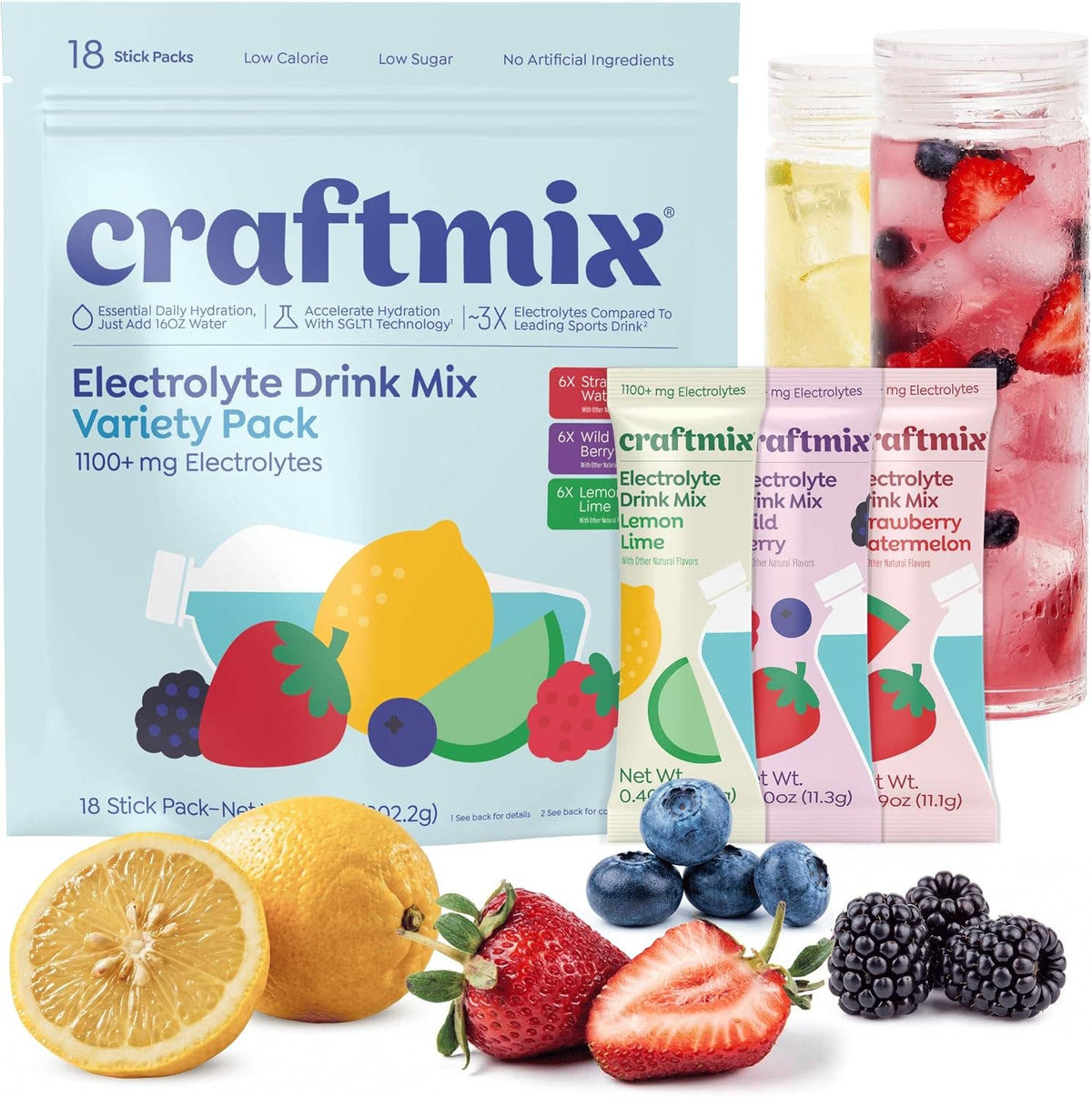 Variety Pack Hydration Electrolyte Drink Mix - 18 Pack